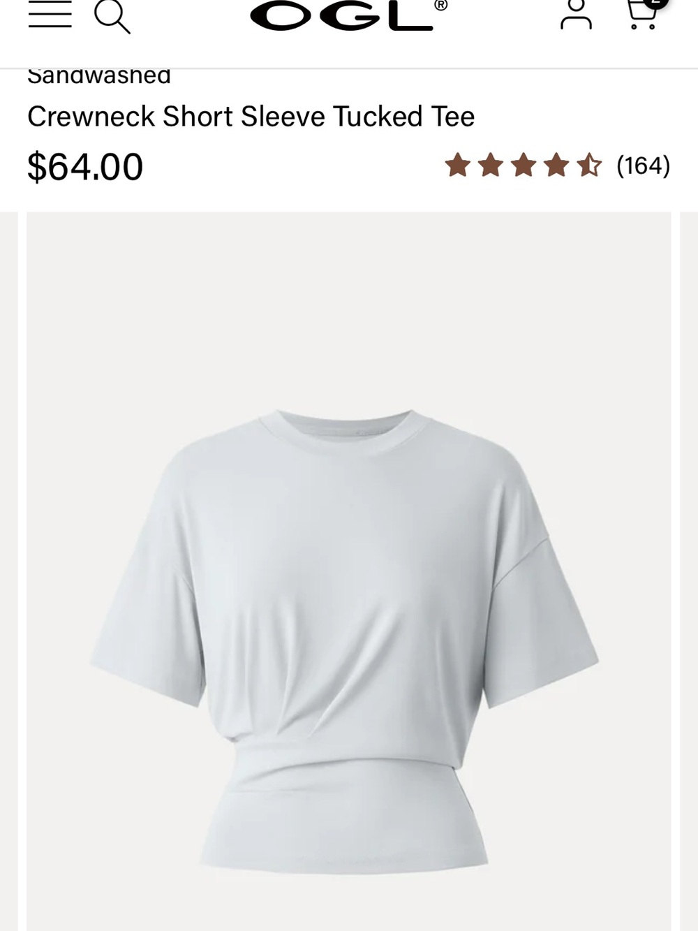 OGL Short Sleeve Tucked Crewneck Tee in Light Gray-Blue